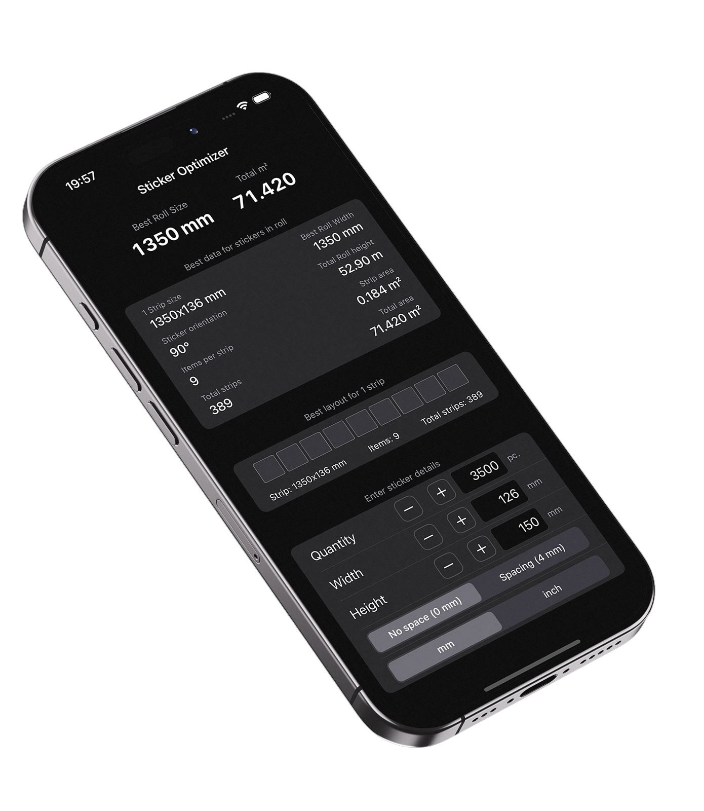Sticker layout optimization result